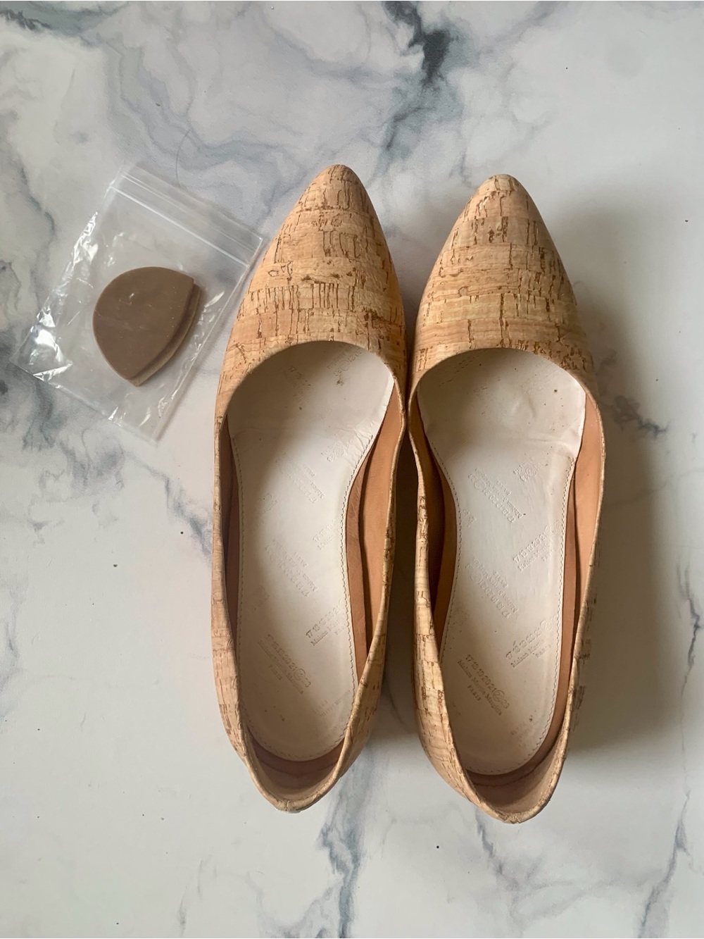Maison Martin Margiela Pointed Toe Cork Beige Slip-On Flats Women EU 40